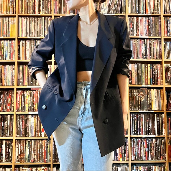 Vintage navy oversized double breasted blazer - Picture 1 of 4